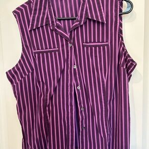 New York & Company Purple Striped Sleeveless Blouse